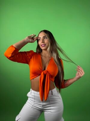 Blusa Manga Larga Enresortada Naranja - 4100287