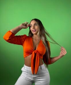 Blusa Manga Larga Enresortada Naranja - 4100287