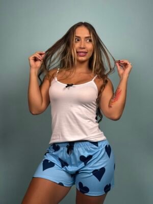 Pijama Short Corazones Azules - 1500092