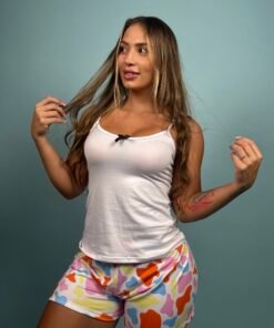 Pijama Short Manchas coloridas blanco - 1500087