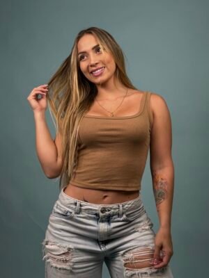 Blusa Rib Esqueleto Café -6100104