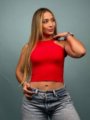 Blusa Rib Cuello Rojo - 6100147