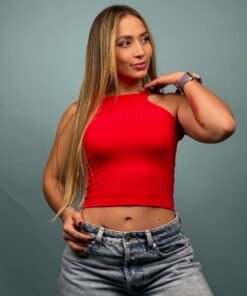 Blusa Rib Cuello Rojo - 6100147