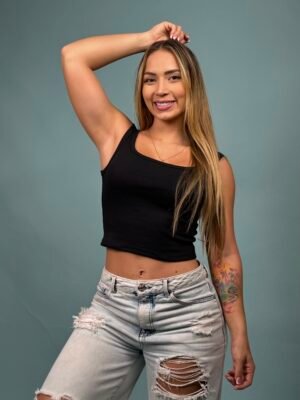 Blusa Rib Esqueleto Negra - 6100105