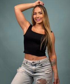 Blusa Rib Esqueleto Negra - 6100105