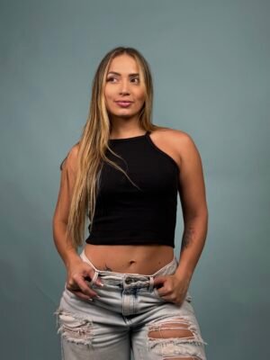 Blusa Rib Cuello Negra - 6100110