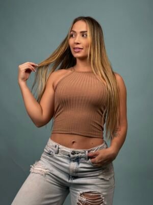 Blusa Rib Cuello Café - 6100118