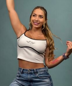 Blusa Rib Angel And Demon Blanca Negra - 6100134