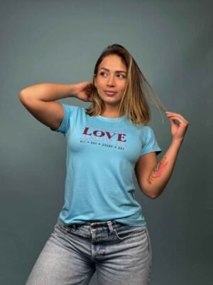 Camiseta LOVE, all day, everyday Celeste - 1201769