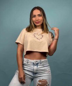 Camiseta MD Corazoncitos LOVE Beige - 7200058