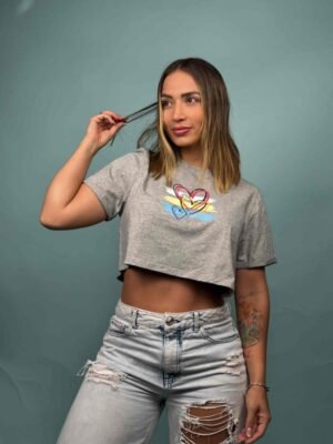 Camiseta MD Corazones + Pinceladas Gris - 7200055