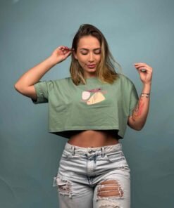 Camiseta Silueta Flores y manchas Verde - 7300060