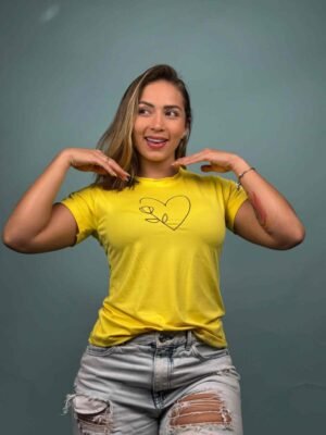 Camiseta silueta corazon flor Amarillo - 1201796