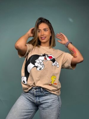 Camiseta ML Silvestre y Piolin Beige - 7400040