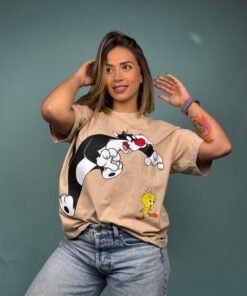 Camiseta ML Silvestre y Piolin Beige - 7400040