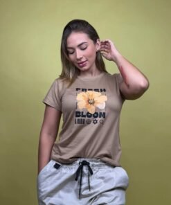 camiseta fresh bloom flor café - 1201999