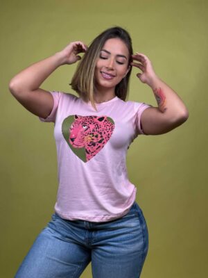 camiseta jaguar salvaje rosa  - 1201950