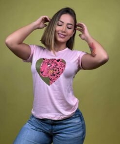 camiseta jaguar salvaje rosa  - 1201950