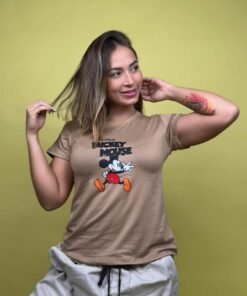 camiseta mickey mouse saltando café - 1201998