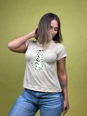 camiseta perrito coqueto dalmata beige - 1201958