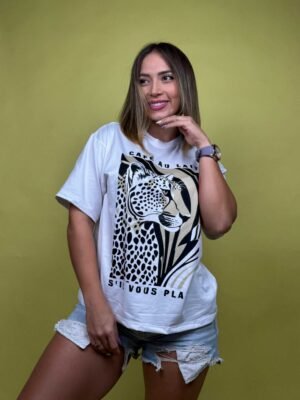 camiseta café aulait leopardo rayas blanco - 2500021