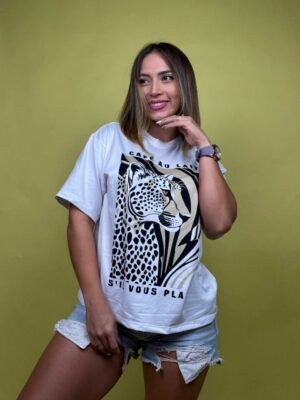 camiseta café aulait leopardo rayas blanco - 2500021