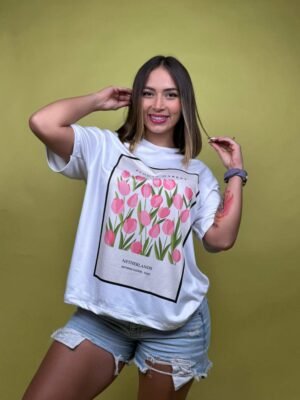 camiseta cuadro rosas flower market blanco - 2500036