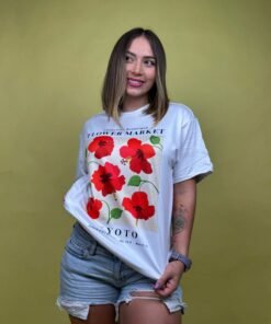 camiseta flores rojas collection botanique blanco - 2500039