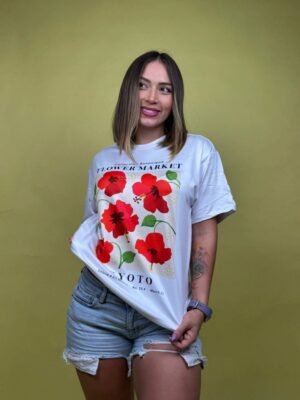 camiseta flores rojas collection botanique blanco - 2500039