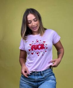 camiseta fuck corazones rojo lila - 1202041