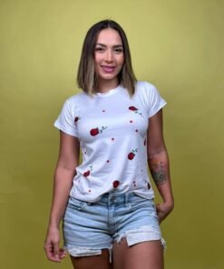 camiseta rosas rojas blanco - 1202156