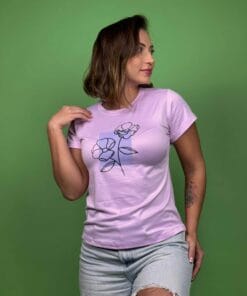 Camiseta cuadro silueta flores x2 lila  - 1202258