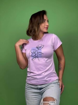 Camiseta cuadro silueta flores x2 lila  - 1202258