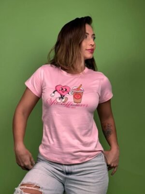 Camiseta tee coffe lover EST 2023 rosa - 1202249