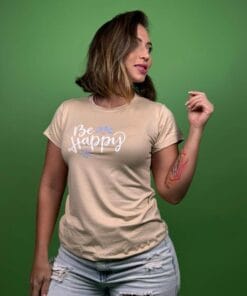 camiseta BE HAPPY beige - 1202352
