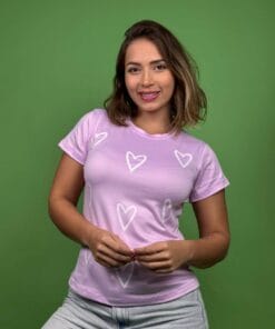 camiseta corazones silueta lila claro - 1202333