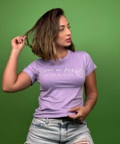 camiseta para ser feliz hay que lila - 1202347