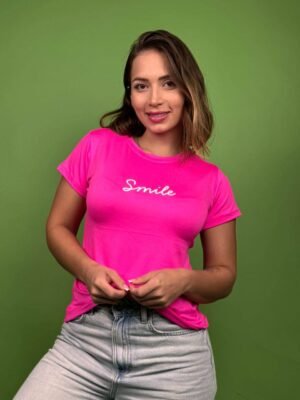 camiseta smile fucsia - 1202284