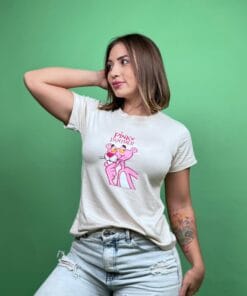 Camiseta pink panther pensativo beige claro-1202364