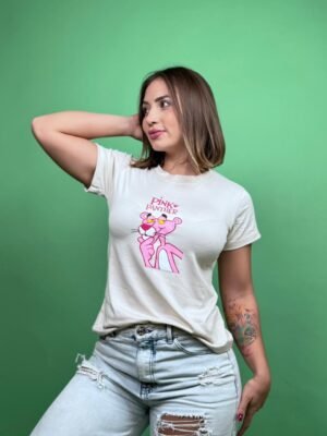 Camiseta pink panther pensativo beige claro-1202364