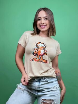 Camiseta garfield rayado beige oscuro -1202366