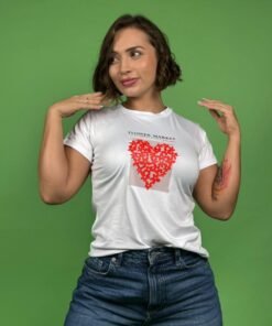 camiseta cuadro corazon rojo blanco -1202429