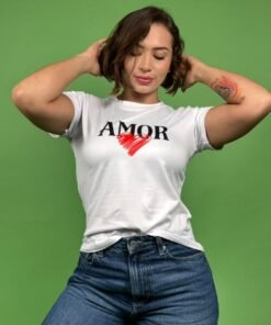 Camiseta AMOR corazon rojo blanco -1202443