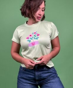 Camiseta jesus sana flores verde -1202442
