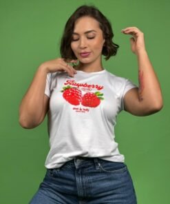 Camiseta fresas rojas blanco -1202426
