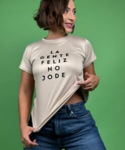 camiseta la gente feliz no jode beige -1202423