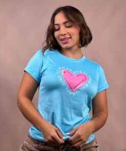 Camiseta dios es mor corazon azul -1202469