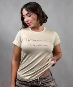 Camiseta presumete te ha costado beige-1202464