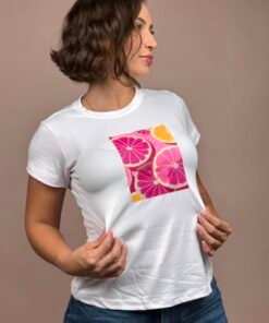 Camiseta naranjas fucsia blanco -1202500