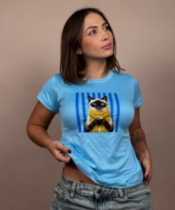 camiseta gato rayas azules azul - 1202532